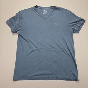 Lacoste Mens Blue V Neck Short Sleeve Pima Cotton‎ T Shirt crocodile logo Size 5
